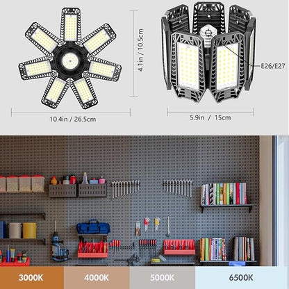 LED Garage Light, 200W Deformable LED Garage Ceiling Lights 71 Panel, 20000LM LED Lights Shop Light, 6500k LED Light Bulb Lighting for Garage Basement, Barn, High Bay Light, Work Light
