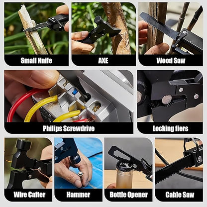 14-in-1 Multifunction Hatchet - Survival Camping Multi Tool with Hammer, Axe, Saw, and Bottle Opener, Compact Utility Tool for Outdoor Adventures