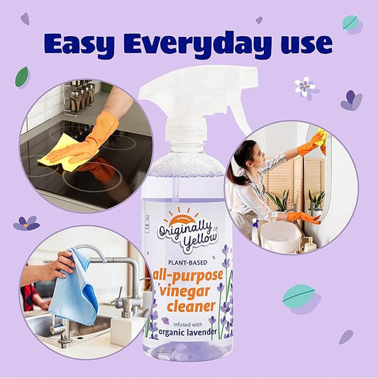 Originally Yellow All-Purpose Distilled Vinegar Spray Living Room, Bathroom,  Kitchen Cleaner Spray  Infused with Organic Lavender  Plant-Based All Purpose Cleaner, 16 Fl Oz (3-Pack)