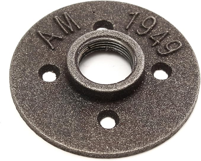 34 Inch Black Malleable Iron Floor Flange Fitting Pipe NPT Antique Wall Flange Seat
