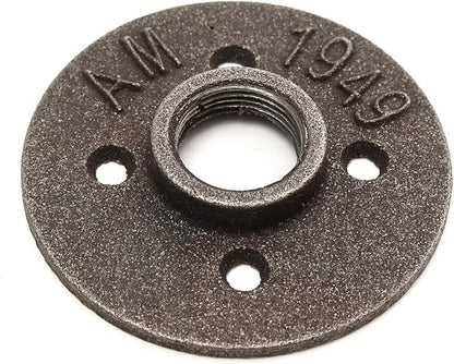 34 Inch Black Malleable Iron Floor Flange Fitting Pipe NPT Antique Wall Flange Seat