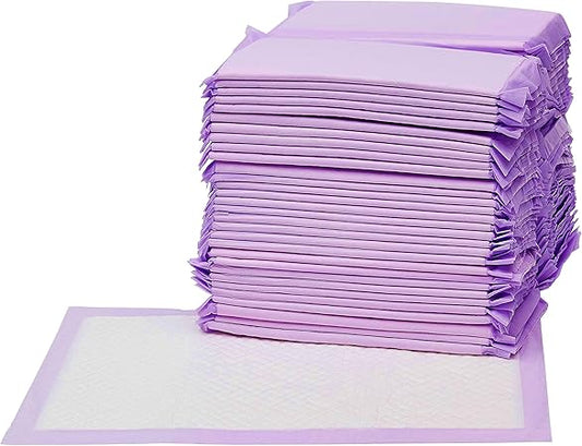 Basics Cat Litter Pee Pads, 40 Count, Universal Fit for Litter Box, Odor Control with Fresh Scent, Purple and White