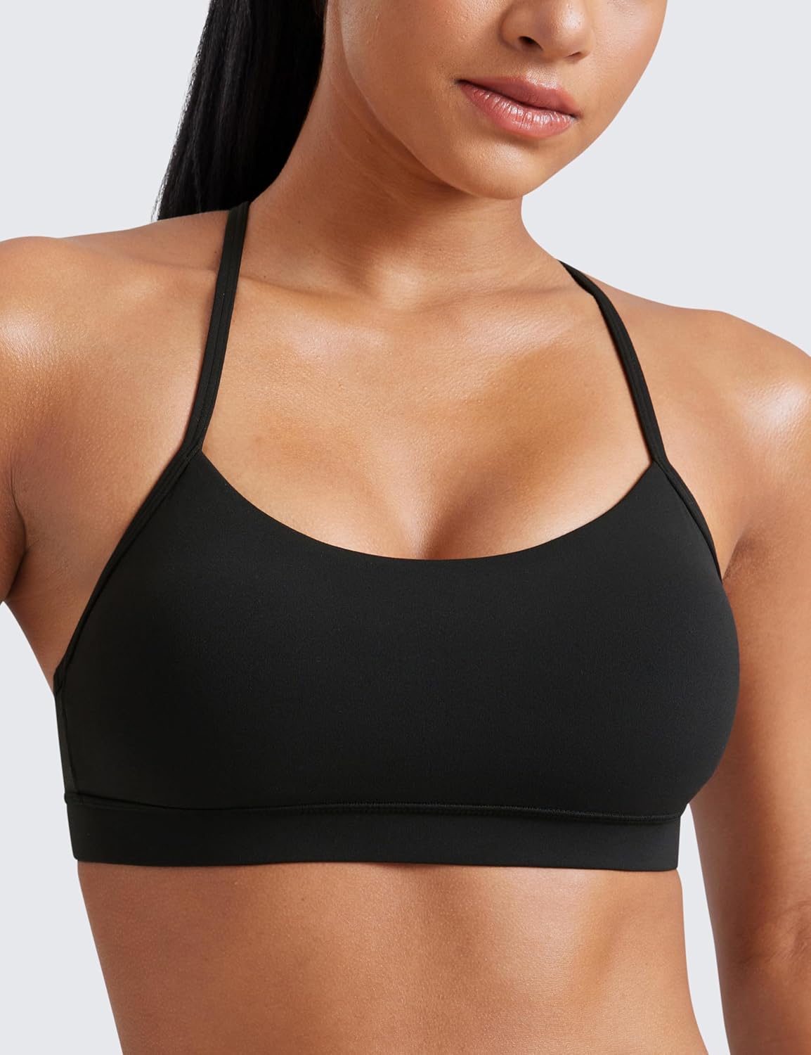 This CRZ YOGA sports bra offers soft, stretchy fabric with light support for yoga and workouts.