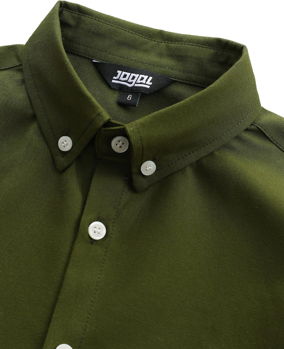 JOGAL Boys Long Sleeve Dress Shirts Oxford Solid Button Down Shirts for 6-14 Years