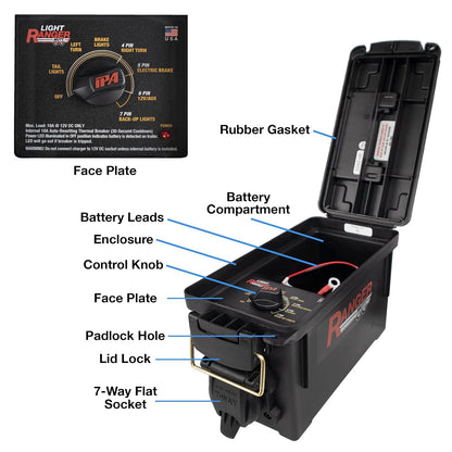 Innovative Products of America Light Ranger MUTT: USA Made Universal Portable and Water-Resistant Trailer Light Tester with 7-Way Spade Pin Style with Adapter
