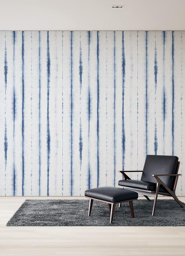REMIX Walls by Katie Hunt Brewster Home Fashions Hello Shibori Denim Blue Wall Mural