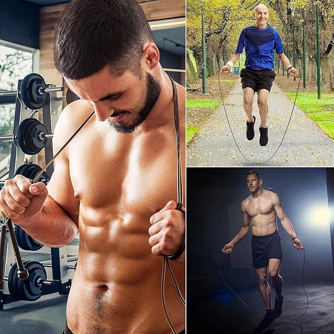 Adjustable Jump Rope for Women Men Kids Fitness Exercise,Black