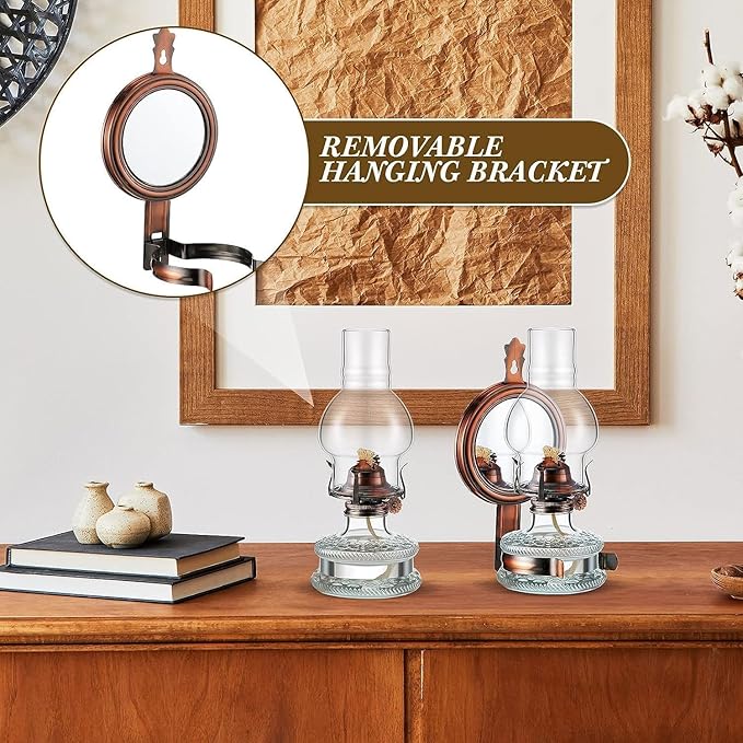 Glass Kerosene Lamp Portable Oil Lamp Lantern With Mirror- Large Capacity 300ml10oz Kerosene Lamp Rustic Wall Mounted IndoorOutdoor Camping Hurricane Lamp Home Decor Lighting Kerosene Horse Oil Lamp
