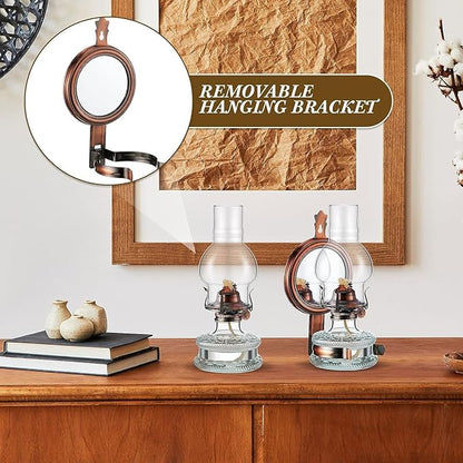 Glass Kerosene Lamp Portable Oil Lamp Lantern With Mirror- Large Capacity 300ml10oz Kerosene Lamp Rustic Wall Mounted IndoorOutdoor Camping Hurricane Lamp Home Decor Lighting Kerosene Horse Oil Lamp