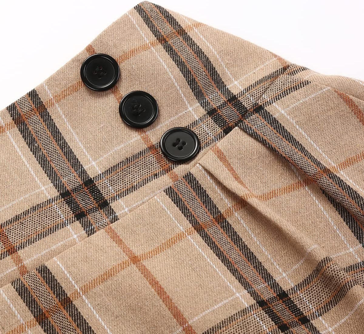 IDEALSANXUN Plaid Skirt for Womens High Waist Aline Pleated Midi Skirts
