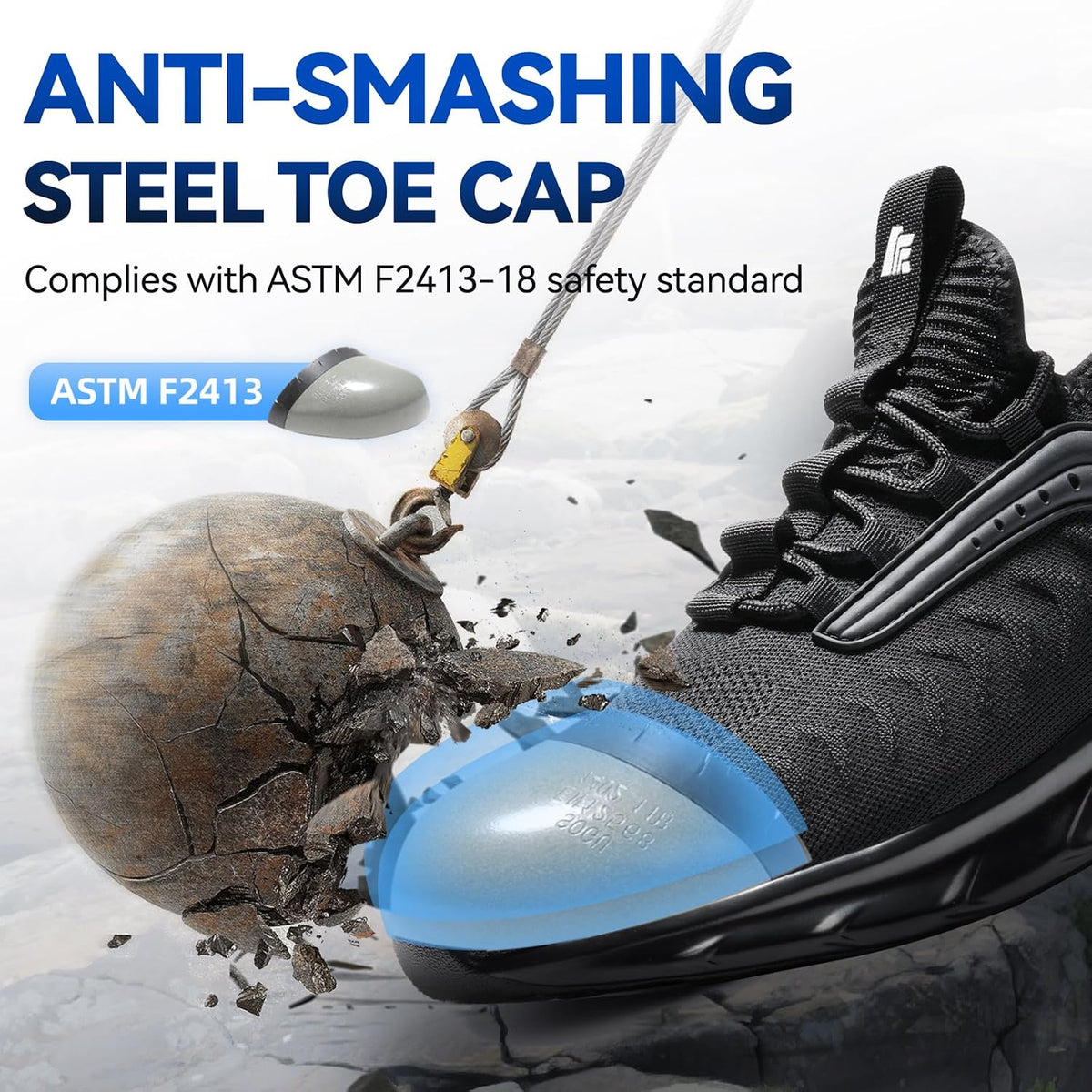 Steel Toe Shoes for Men Women Lightweight Cushion Sneakers Slip Resistant Safety Work Shoes Indestructible Sneakers