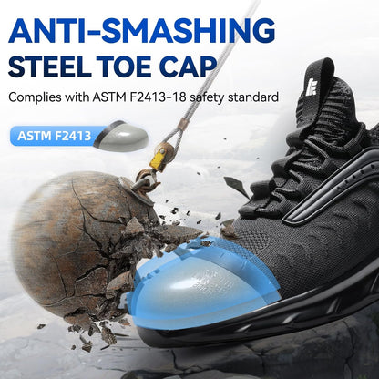 Steel Toe Shoes for Men Women Lightweight Cushion Sneakers Slip Resistant Safety Work Shoes Indestructible Sneakers