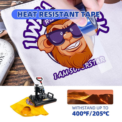 P18 – Blue Heat Tape for Vinyl Sublimation and Heat Transfer – Oxidation and High-Temperature Resistant – Residue-Free – 4-Pack – 0.8" x 54 ft