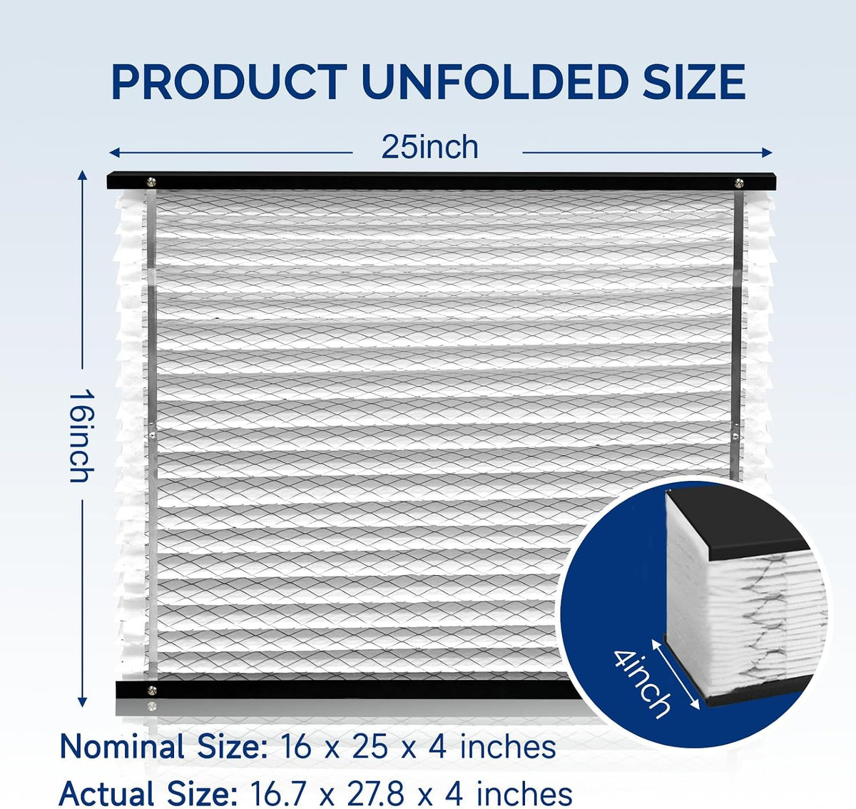2-Pack 410 Replacement Filter Compatible with Aprilaire Whole House Air Purifiers, Models 1410, 1610, 2410, 2416, 3410, 4400, MERV 11 Air Purifiers, Size: 16x25x4(Actual Size 16.1''x27.8"x4)