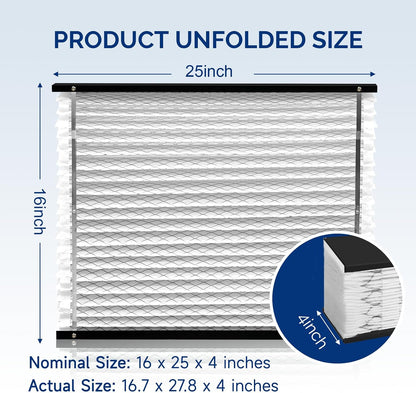 2-Pack 410 Replacement Filter Compatible with Aprilaire Whole House Air Purifiers, Models 1410, 1610, 2410, 2416, 3410, 4400, MERV 11 Air Purifiers, Size: 16x25x4(Actual Size 16.1''x27.8"x4)