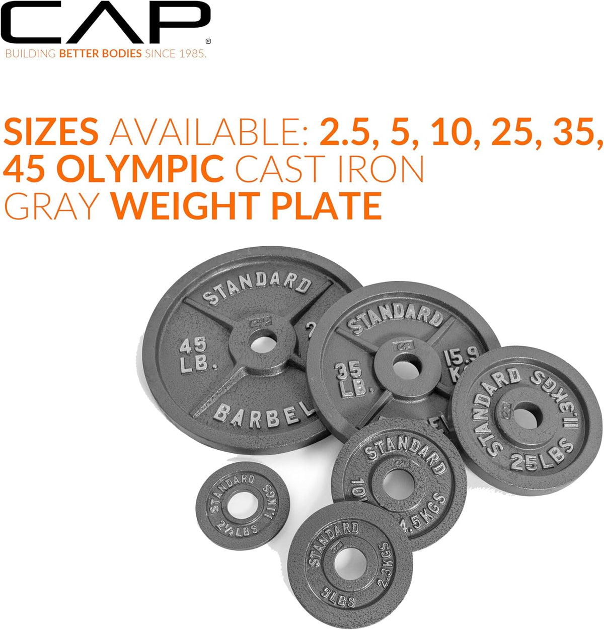 CAP Barbell 5 lb Olympic 2-Inch Cast Iron Weight Plate – Single