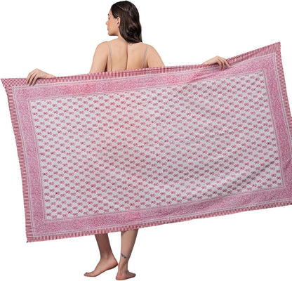 100% Cotton Swimsuit Cover-Up, Indian Hand Block Printed Sarong Wraps Bikini Cover-Up for Women