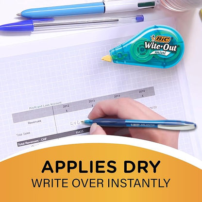 BIC Wite-Out Mini Correction Tape, White, No Dry Time, Long Lasting, 5-Count