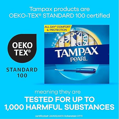Tampax Pearl Tampons Super Plus Absorbency, With Leakguard Braid, Unscented, 50 Count x 2 (100 Count Total)