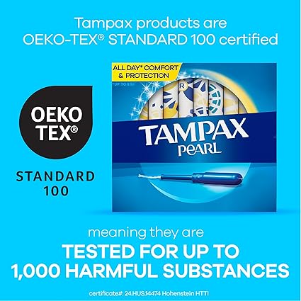 Tampax Pearl Tampons Super Plus Absorbency, With Leakguard Braid, Unscented, 50 Count x 2 (100 Count Total)