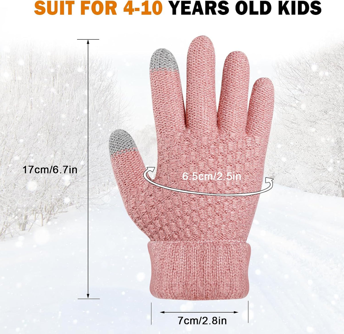 ONESING 3 Pairs Kids Winter Gloves Touch Screen Warm Gloves Knit Gloves for Boys Girls