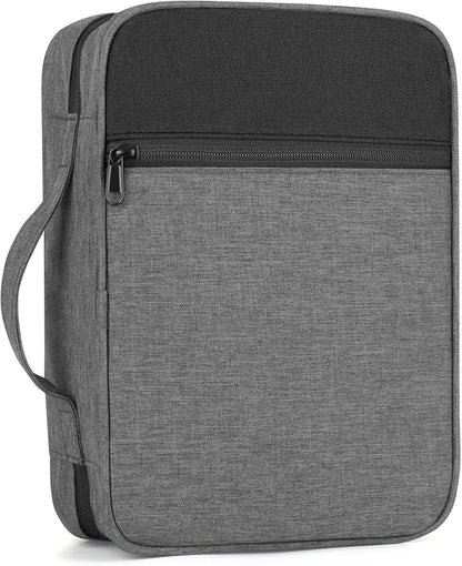 Bible Cover with Durable Handle, Carrying Book Case Church Bag Bible, Protective with Zippered Pocket, Bible Study Accessories Supplies, Book Protector for Book Lovers, GreyBlack