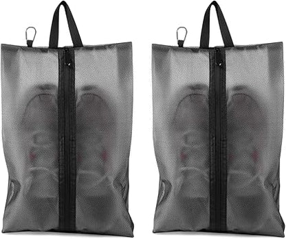 2 Pack Shoe Bags for Travel, Sneaker Bags, Waterproof Travel Shoe Bags with Zipper for Packing, Golf Shoe Dust Bags for Man and Women, X-Large, Black