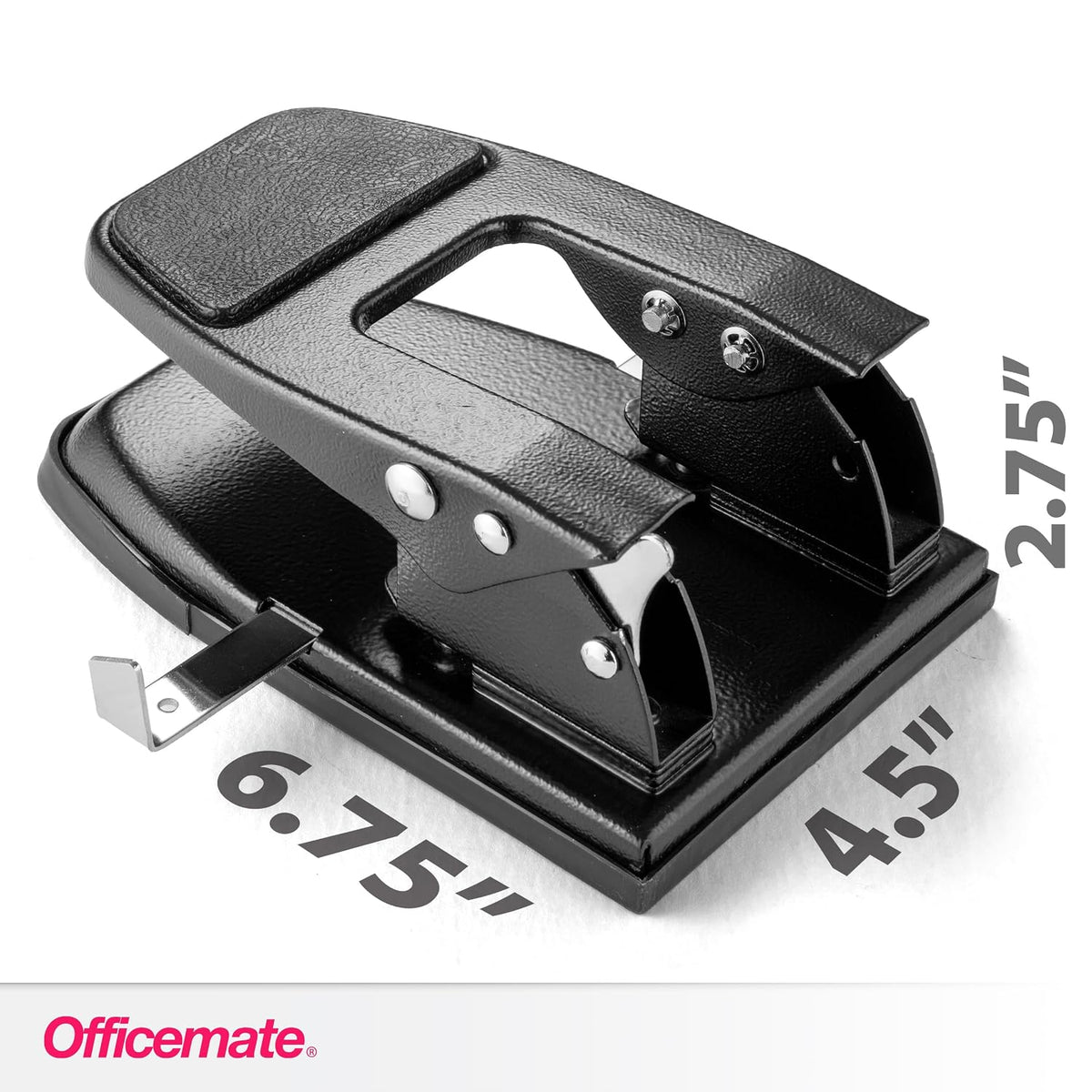 Heavy Duty 2-Hole Punch, Padded Handle, Black, 50-Sheet Capacity (prong fasteners missing)
