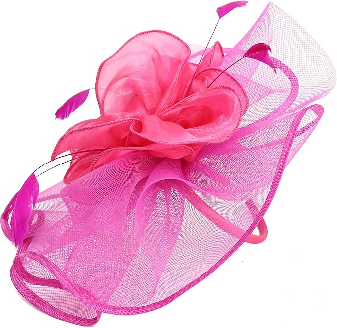Bridal Fascinators Headband Tea Party Hat Fascinator Feather Mesh Net Veil Party Hats Flower with Clip and Hairband