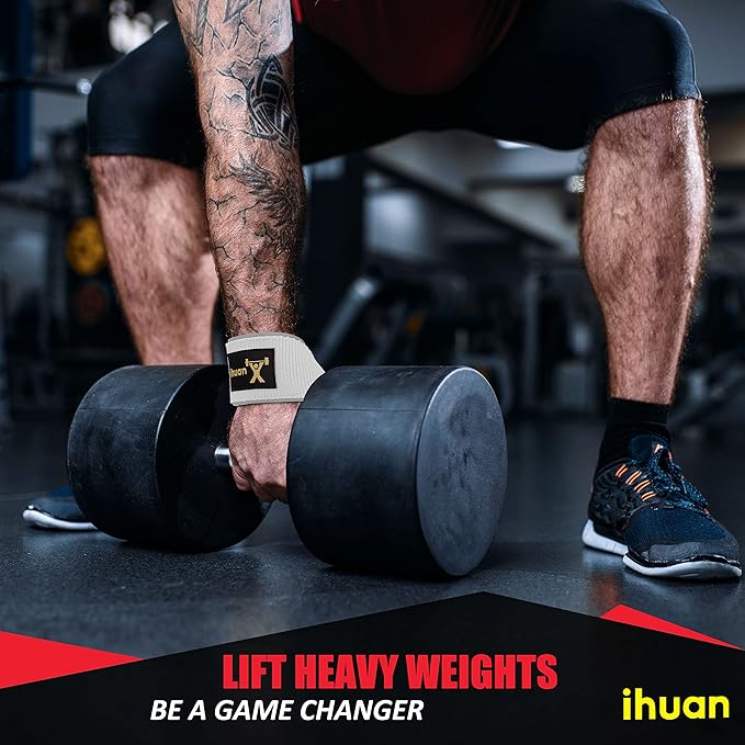 ihuan Wrist Straps for Weight Lifting - Lifting Straps for Weightlifting  Gym Wrist Wraps with Extra Hand Grips Support for Strength Training  Bodybuilding  Deadlifting