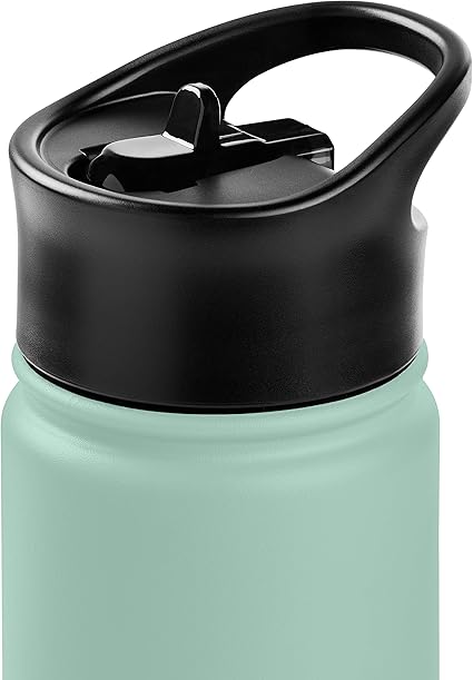 Retrospec Alder Insulated Water Bottle with Straw Lid  Handle Cap - Stainless Steel Wide Mouth Double-Wall Vacuum Insulated Thermos - BPA Free Leakproof Canteen