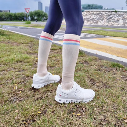 Compression Comfort Socks 1 Pairs Cushioned Athletic Knee Socks 15-20 mmHg with Arch Support