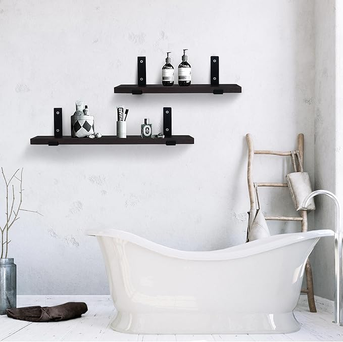 HEART ART Black Shelf Bracket 6 inch, Shelf Bracket 8 Pack,J Metal Heavy Duty Shelf Support Brackets,6.3"L4.8"H1.2"W