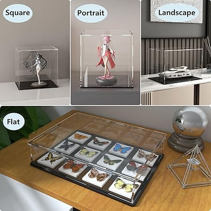 Acrylic Display Case for Collectibles and Toys, Versatile Clear Acrylic Display Box with Black Base for Action Figures and Souvenirs, 9-inch