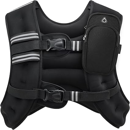 ZELUS Weighted Vest, 6lb8lb12lb16lb20lb25lb30lb Weight Vest with Reflective Stripe for Workout, Strength Training, Running, Fitness, Muscle Building, Weight Loss, Weightlifting