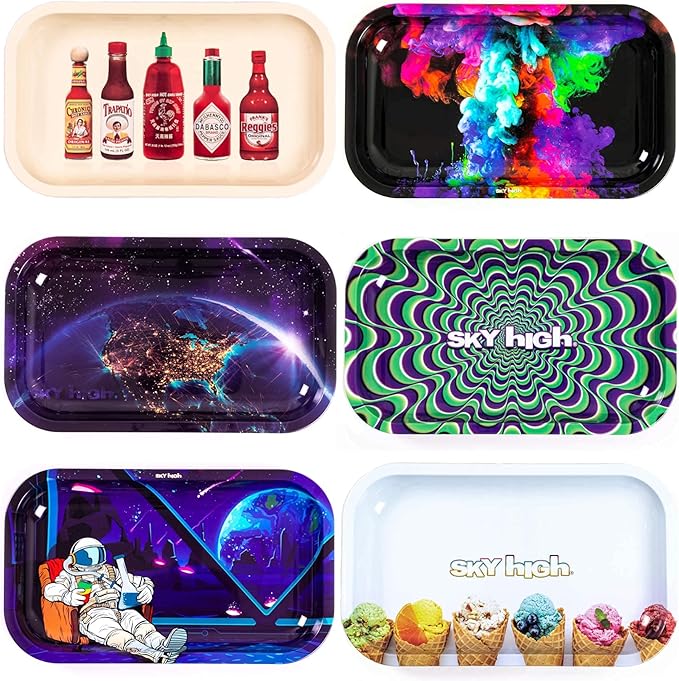 SKY HIGH Metal Rolling Tray - Astronaut in Space - Medium - 7x11