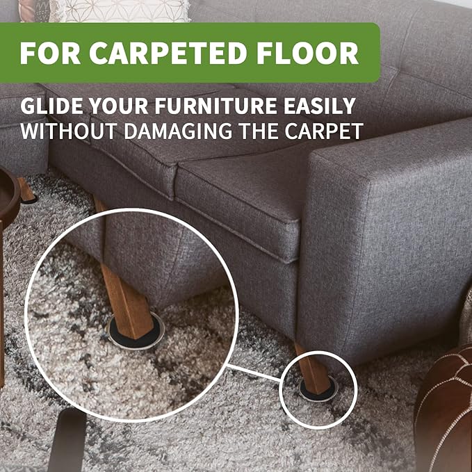Furniture Sliders for Carpet 8 PCS - 3 12 inch Furniture Moving Slider Chair Legs Floors Protectors Move Your Furniture Easy  Safely(for Carpet)