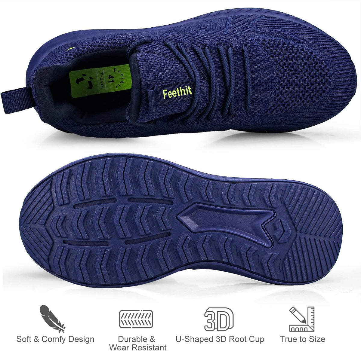 Feethit Men's Non-Slip Slip-On Walking Sneakers