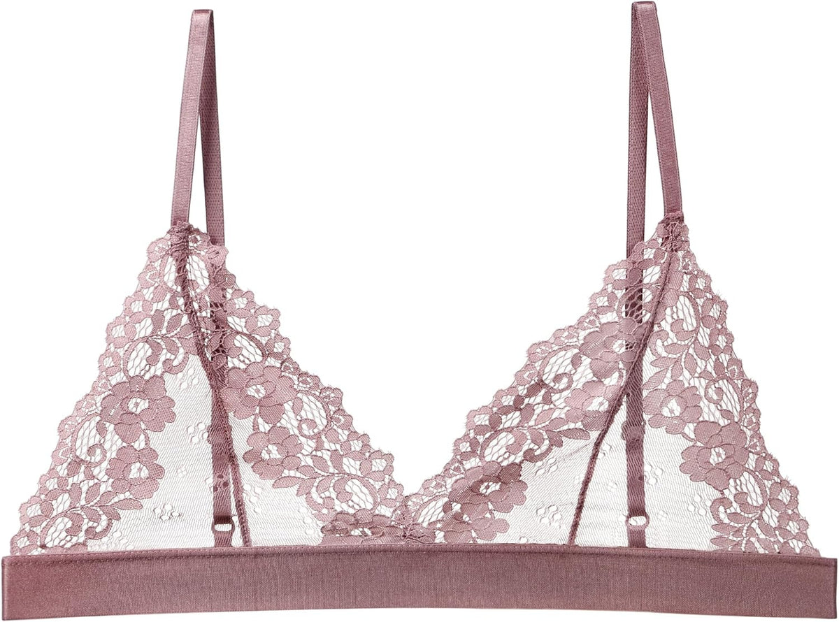 Womens Bra No Underwire Lace Unlined Demi Triangle Bralettes