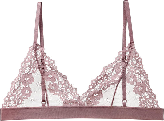 Womens Bra No Underwire Lace Unlined Demi Triangle Bralettes