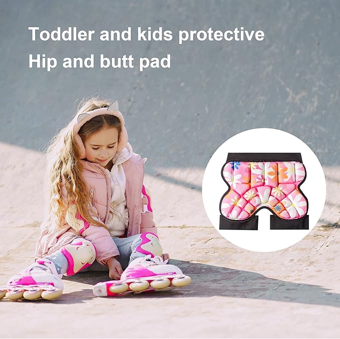 Butt Pads for Skating, 25 mm Thick Bum Protector for Kids (3-7 Years Old) Lightweight, Anti Slip Snowboard Padded Pants, Hip Pads for Ice Skating Ski Skiing Skateboarding Cycling