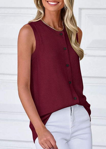 Size Large PRETTYGARDEN Sweater Vest Tops for Women 2026 Lightweight Summer Cardigan Sleeveless Button Up Knit Casual Spring Clothes