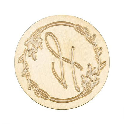 Yoption Handwritten Letter H Wax Seal Stamp, Vintage Initial Alphabet with Olive Branch Sealing Wax Stamp