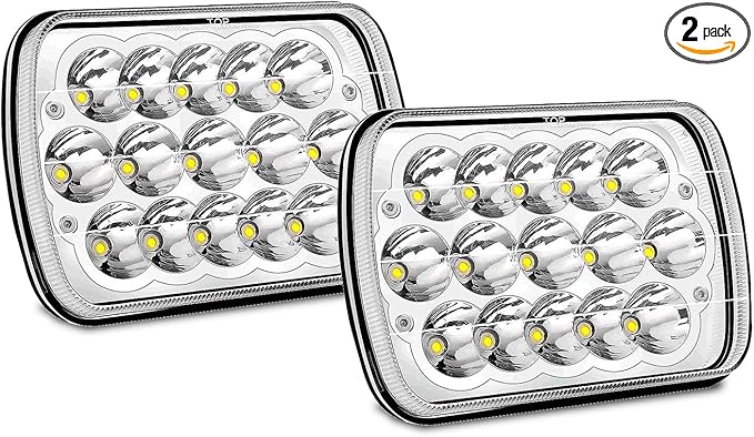7x6 INCH 45W Sealed Beam Rectangular LED Headlights 5X7 H4 Plug H6052 H6053 H6054 For Freightliner 50 60 70 80 International Peterbilt 365 367 Mack Wrangler JK YJ CJ TJ MJ XJ Cherokee