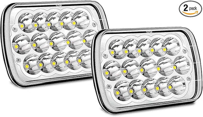 7x6 INCH 45W Sealed Beam Rectangular LED Headlights 5X7 H4 Plug H6052 H6053 H6054 For Freightliner 50 60 70 80 International Peterbilt 365 367 Mack Wrangler JK YJ CJ TJ MJ XJ Cherokee