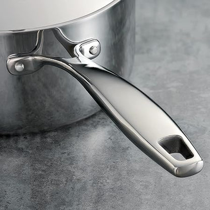 Tramontina Tri-Ply Clad Stainless Steel 2-Quart Sauce Pan with Lid, Induction-Ready, Dishwasher-Safe, NSF-Certified, Made in Brazil