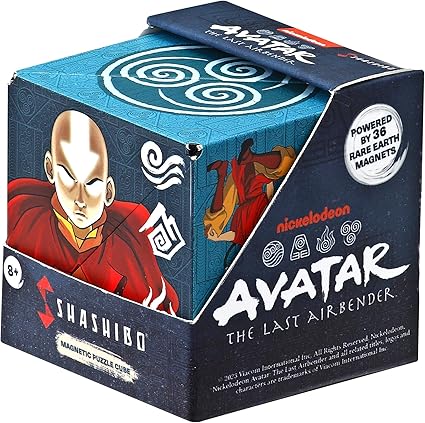 SHASHIBO Avatar The Last Airbender Shape Shifting Box - Award-Winning, Patented Magnetic Puzzle Cube w 36 Rare Earth Magnets - Fidget Transforms Into Over 70 Shapes (Avatar - Air)
