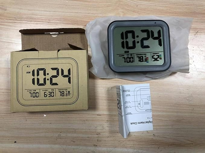3.86  3inch Snooze Mute Electronic Clock, Black Two-Group Alarm LCD Digital Clock, Home Decoration and Bedroom Alarm Clock