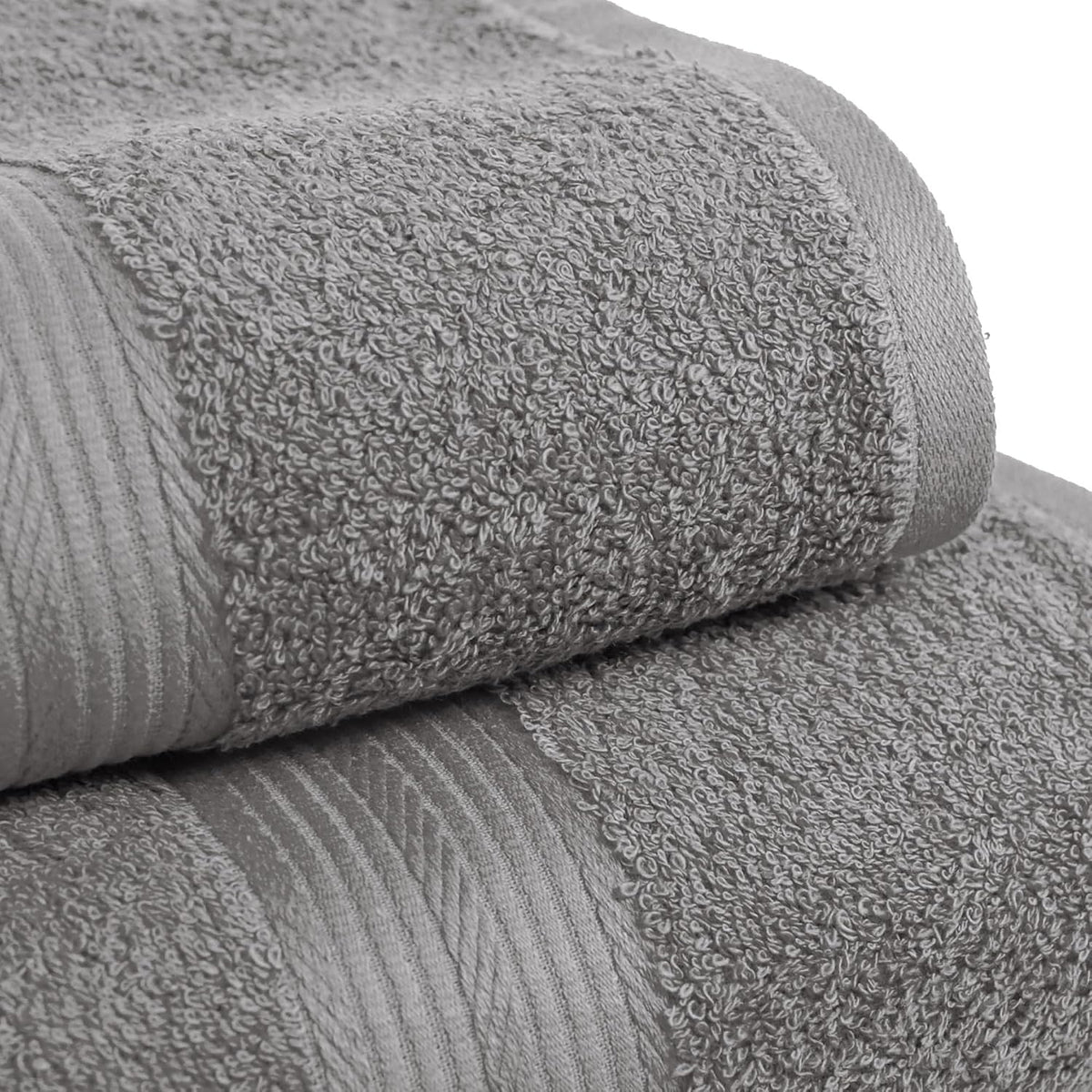 Basics 6-Piece Fade-Resistant 100% Cotton Towel Set for Bathroom, Soft and Absorbent, 2 Bath Towels, 2 Hand Towels, 2 Washcloths, Gray