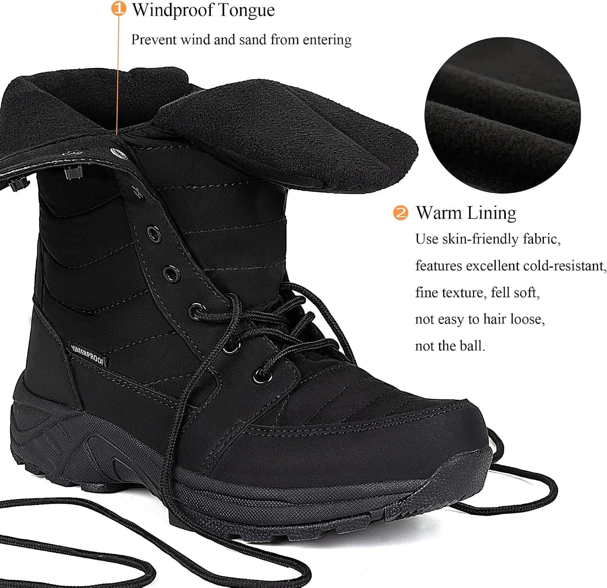 Women's Waterproof Winter Snow Boots Warm Comfortable with Side Zipper - 2025 Fashion Lightweight Hiking boots for Cold Weather Insulated Mid Calf Military Booties